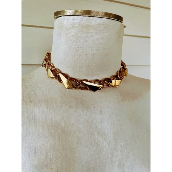 Vintage Chunky 1980s Chain Collar Necklace - Picture 2 of 9